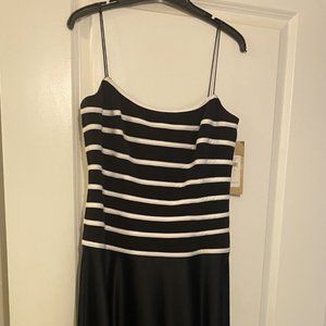 Black and White Aline Long Dress with spaghetti straps